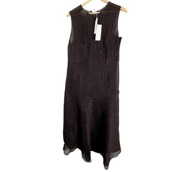 NWT Akris Punto Metallic 3D Organzino Midi Dress Size 14 - Picture 3 of 10